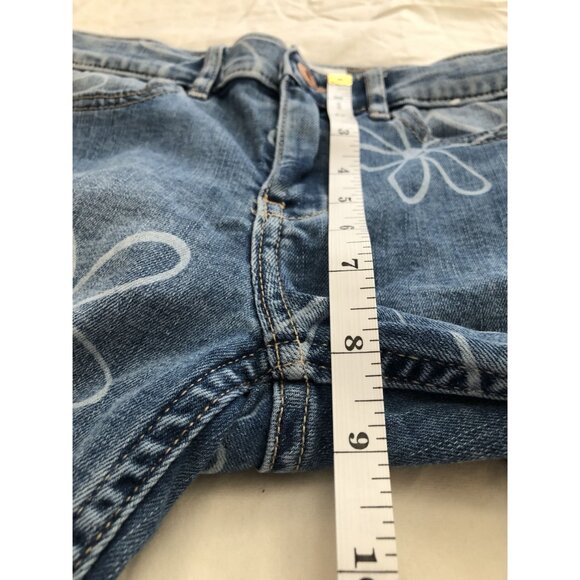 Abercrombie Kids High-Rise Flare Jeans Girls 9/10 Daisy Print Cotton Blend y2k - Picture 10 of 10